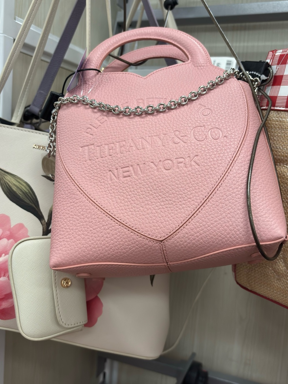 Tiffany & Co. Pink Heart-Embossed Leather Crossbody